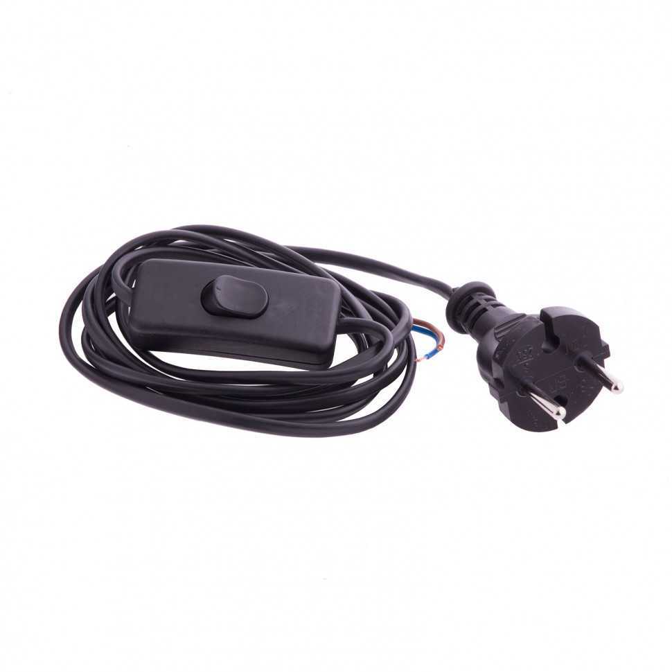 Шнур электрический соединительный, для бра с выключателем, 1.7 м, 120 Вт, черный, тип V-1 Россия Сибртех Удлинители электрические фото, изображение